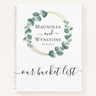 Personalised Our Bucket List Eucalyptus Gold Foil  Notebook