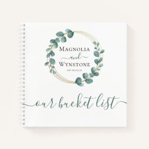 Personalised Our Bucket List Eucalyptus Gold Foil Notebook