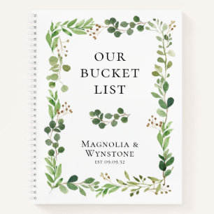 Personalised Our Bucket List Eucalyptus Greenery Notebook