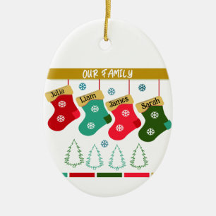Personalised Our Family Christmas Stocking Ceramic Tree Decoration