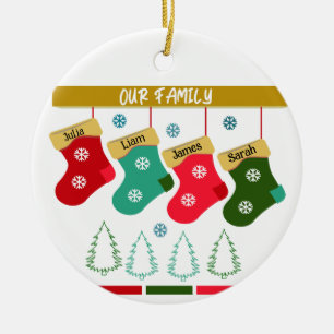 Personalised Our Family Christmas Stocking Ceramic Tree Decoration