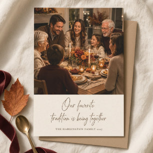 Personalised Our Favourite Tradition Thanksgiving Holiday Card