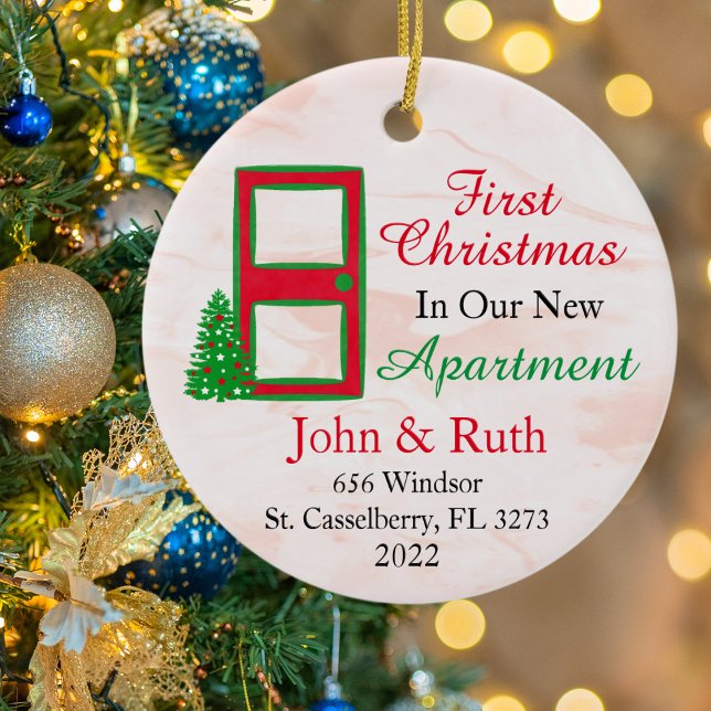 Personalised Our First Apartment Christmas Ceramic Tree Decoration (Creator Uploaded)