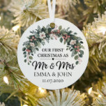 Personalised Our First Christmas As Mr & Mrs 2025 Metal Tree Decoration<br><div class="desc">Personalised Our First Christmas As Mr. & Mrs. 2025</div>