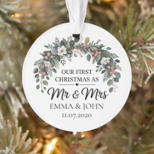 Personalised Our First Christmas As Mr & Mrs 2025 Ornament