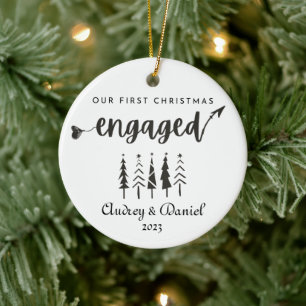 Personalised Our First Christmas Engaged Ceramic Tree Decoration