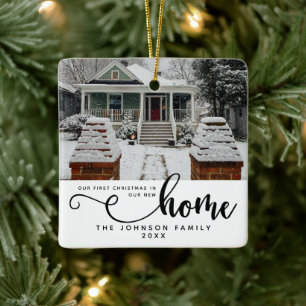 Personalised Our First Christmas In Our New Home  Ceramic Ornament