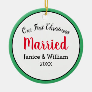 Personalised Our First Christmas Married Ceramic Tree Decoration