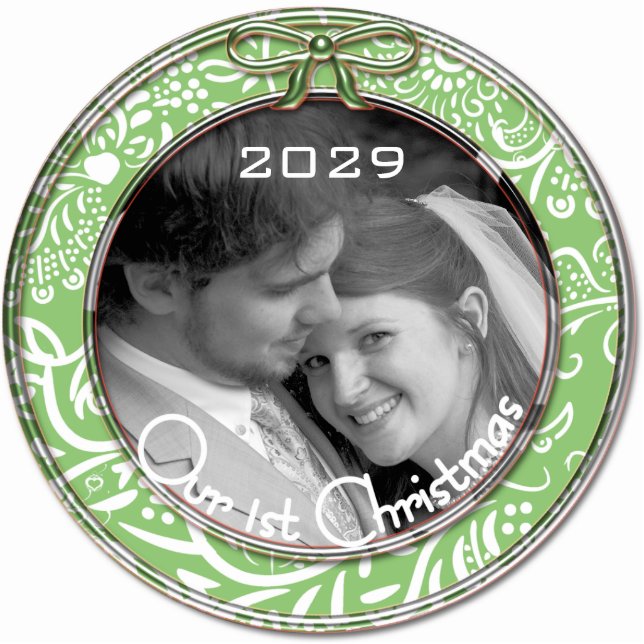Personalised Our First Christmas Ornament Photo Sculpture Decoration (Front)