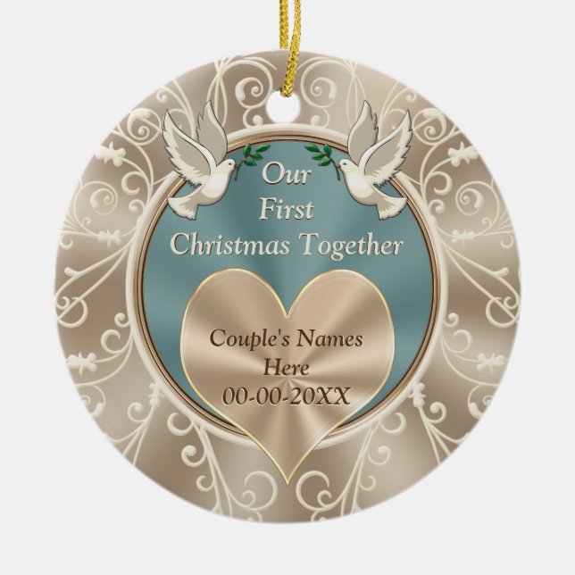 Personalised Our First Christmas Together Ceramic Tree Decoration (Front)