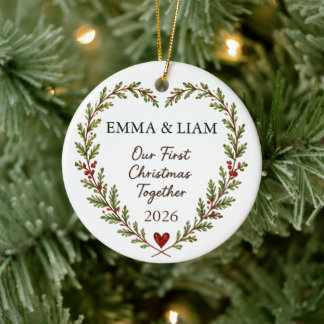 Personalised Our First Christmas Together Ceramic Tree Decoration