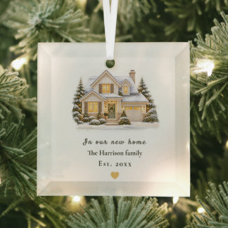 Personalised Our First Home Ornament, New Home K Glass Tree Decoration