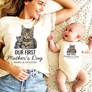 Personalised Our First Mother’s Day Cat T-Shirt Tri-Blend Shirt