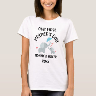 Personalised Our First Mother's Day Elephants 2025 T-Shirt