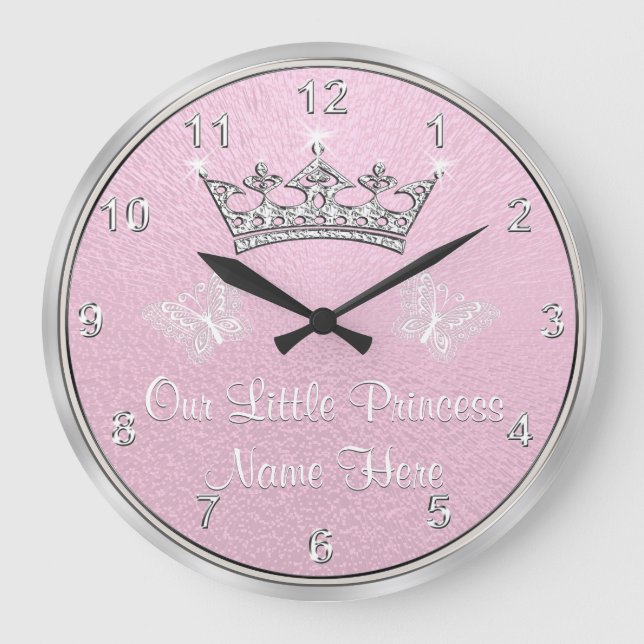 Personalised Our Little Princess Clock, Pink Clock (Front)