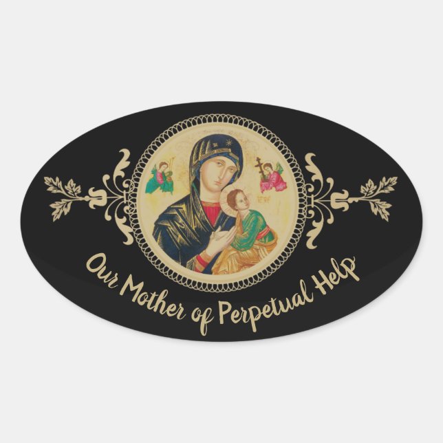 Personalised Our Mother of Perpetual Help Oval Sticker (Front)