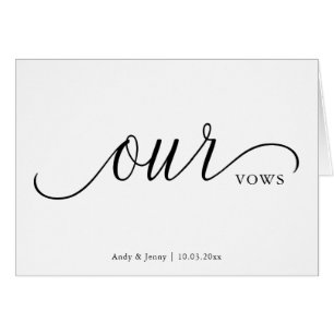 Personalised Our Vows Script Font Wedding Day Card