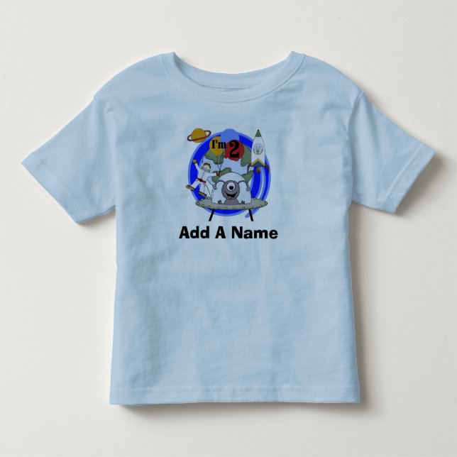 Personalised Outer Space 2nd Birthday T-shirt (Front)