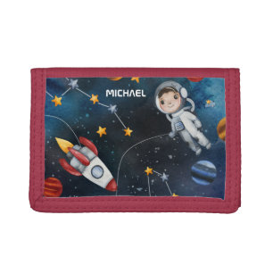 Personalised Outer Space Astronaut in the Galaxy Trifold Wallet