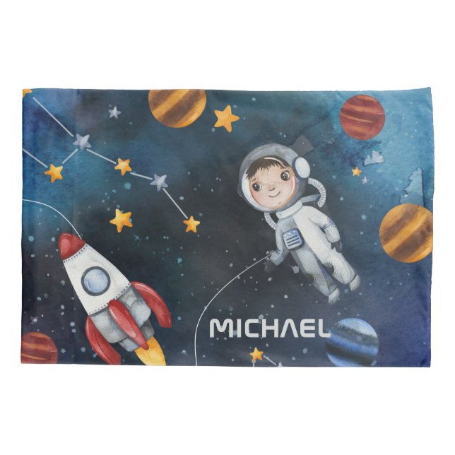 Personalised Outer Space Astronaut Shuttle Pillowcase (Back)