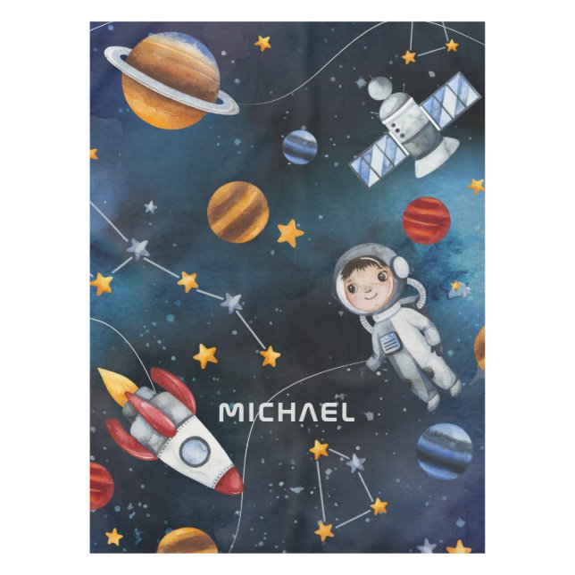 Personalised Outer Space Astronaut Shuttle Tablecloth (Front)