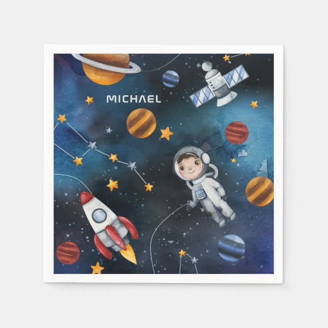 Personalised Outer Space Astronaut Shuttle Travel Napkin (Front)