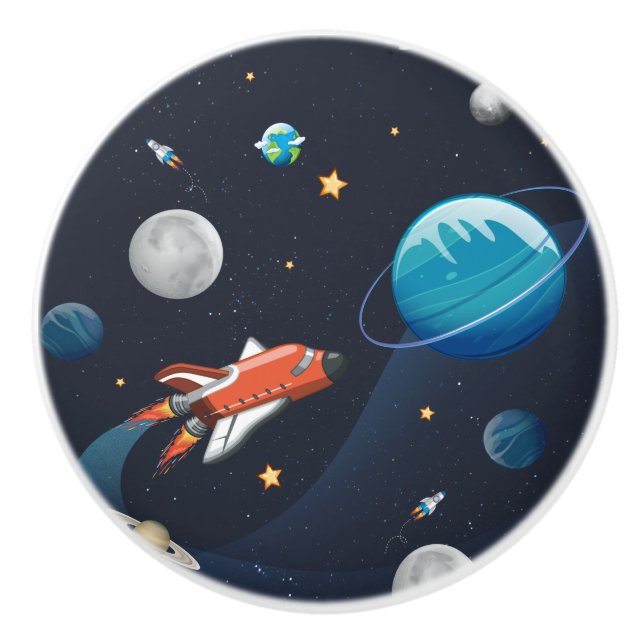 Personalised Outer Space Pattern  Ceramic Knob (Front)