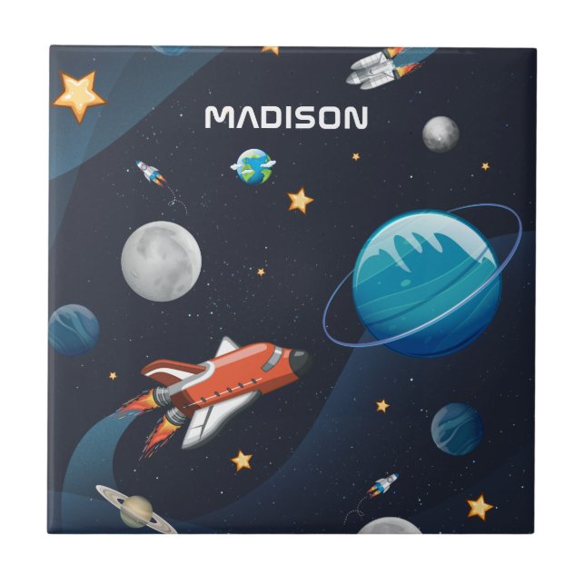 Personalised Outer Space Pattern  Tile (Front)