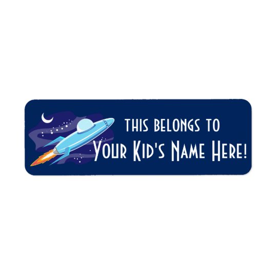 Personalised Outer Space Rocket Kids Boys School Return Address Label
