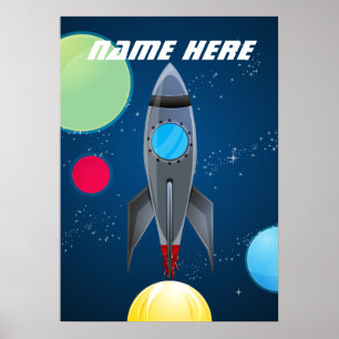 Personalised Outer Space Rocket Ship Poster