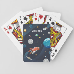 Personalised Outer Space Shuttle Moon Stars Playing Cards