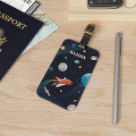 Personalised Outer Space Shuttle Travel Moon Stars Luggage Tag<br><div class="desc">Cool and nerdy outer space luggage tag featuring stars,  the moon,  and the planets. Customise this by adding a name. Click on the "Personalise" button.</div>