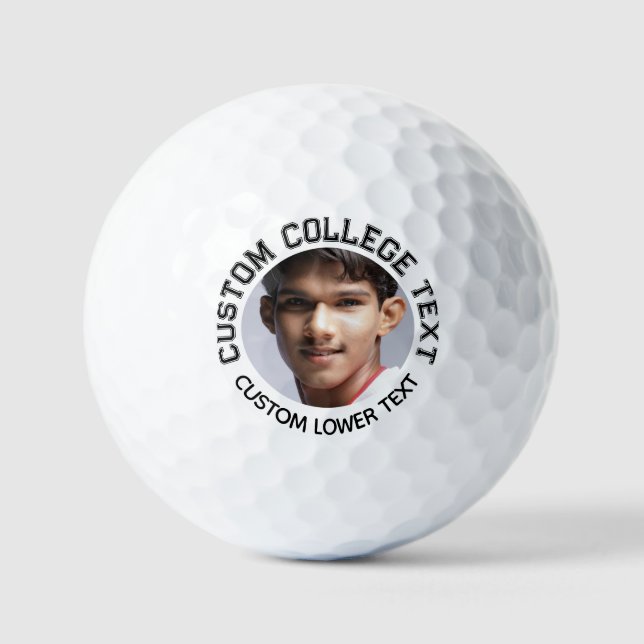 Personalised Outline College Text Photo Golf Balls (Front)
