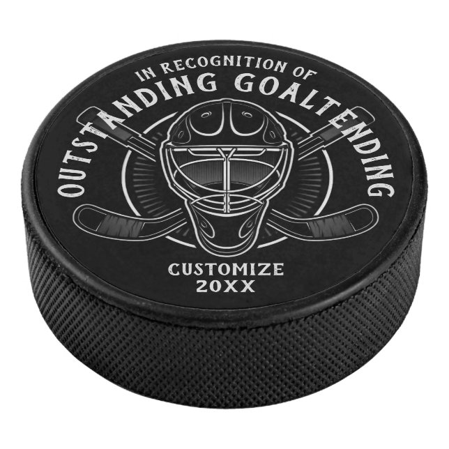 Personalised Outstanding Goaltender Hockey Puck (3/4)
