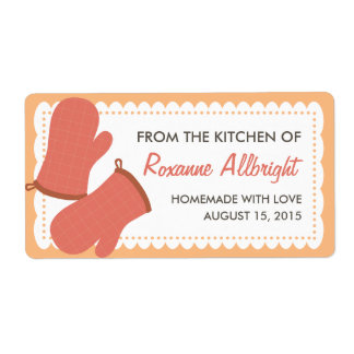 Personalised Oven Mitts Canning Label (mango)
