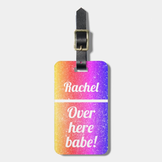 Personalised Over here babe | Funny Luggage Tag (Front Vertical)