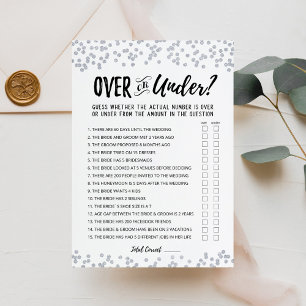 Personalised Over or Under Bridal Shower game Card