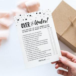 Personalised Over or Under Bridal Shower game Card