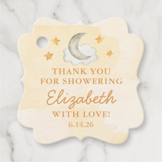 Personalised Over the Moon Baby Shower Favour Tags