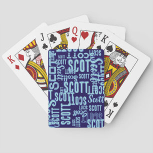 Personalised Overlapped Blue Colour Name Playing Cards