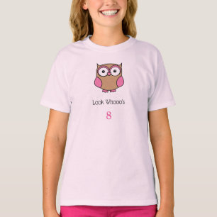 Personalised Owl Birthday Pink Look Whooo's Age T-Shirt