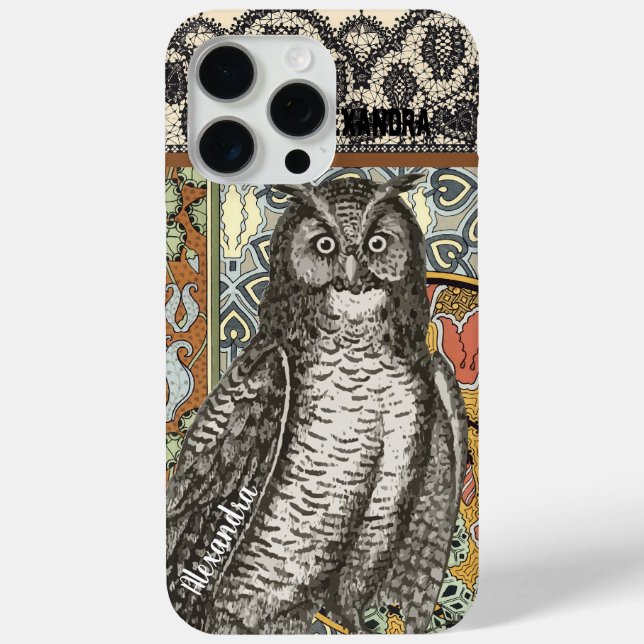 Personalised Owl Damask iPhone 5c case (Back)