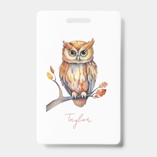 Personalised Owl ID Badge (Front)