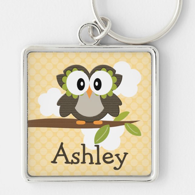 Personalised Owl Keychain Keyring (Front)