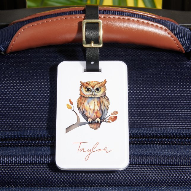 Personalised Owl Luggage Tag (Front Insitu 2)
