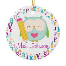Personalised Owl School Teacher Ornament