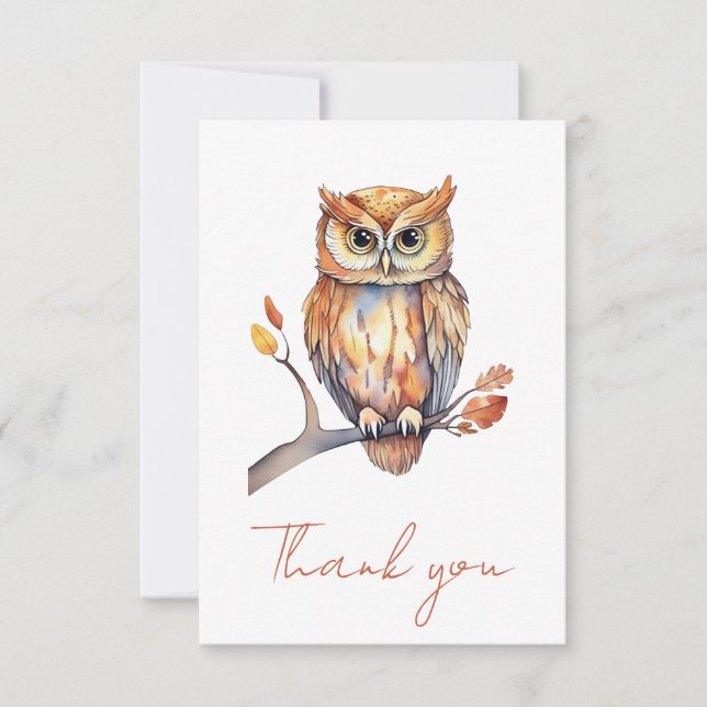 Personalised Owl Thank You Card (Front)