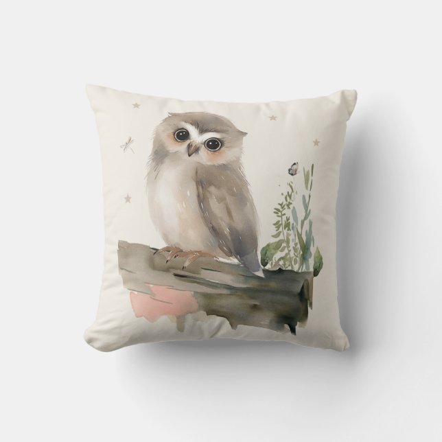 Personalised Owl Throw Pillow (Front)