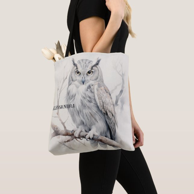 Personalised Owl Tote Bag - Nature-Inspired Wisdom (Close Up)