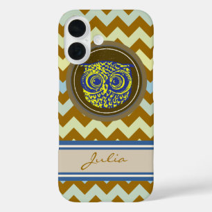 personalised owl with chevron iPhone 16 case